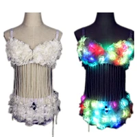 new fashion glowing clothes led bra lady clothing women bra shorts alice shoulder armor suits ballroom dance dress