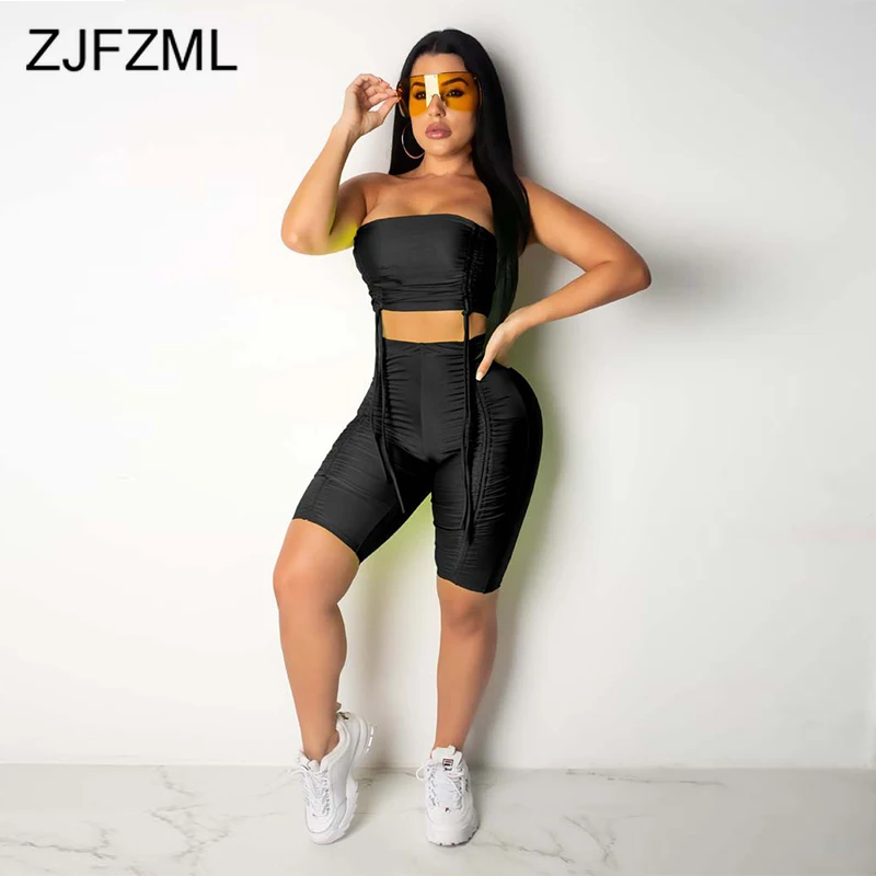 Сексуальный комплект из 2 предметов со шнурком и рюшами женские топы с открытой