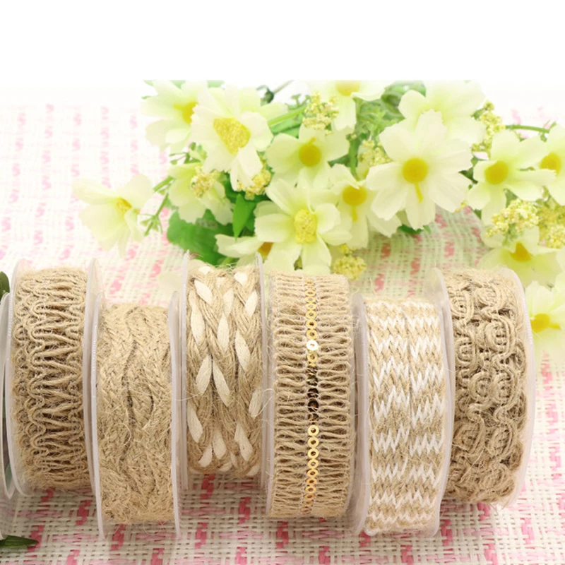 2 ярда плетеные льняные шнуры джутовая веревка лента кружевная сделай сам