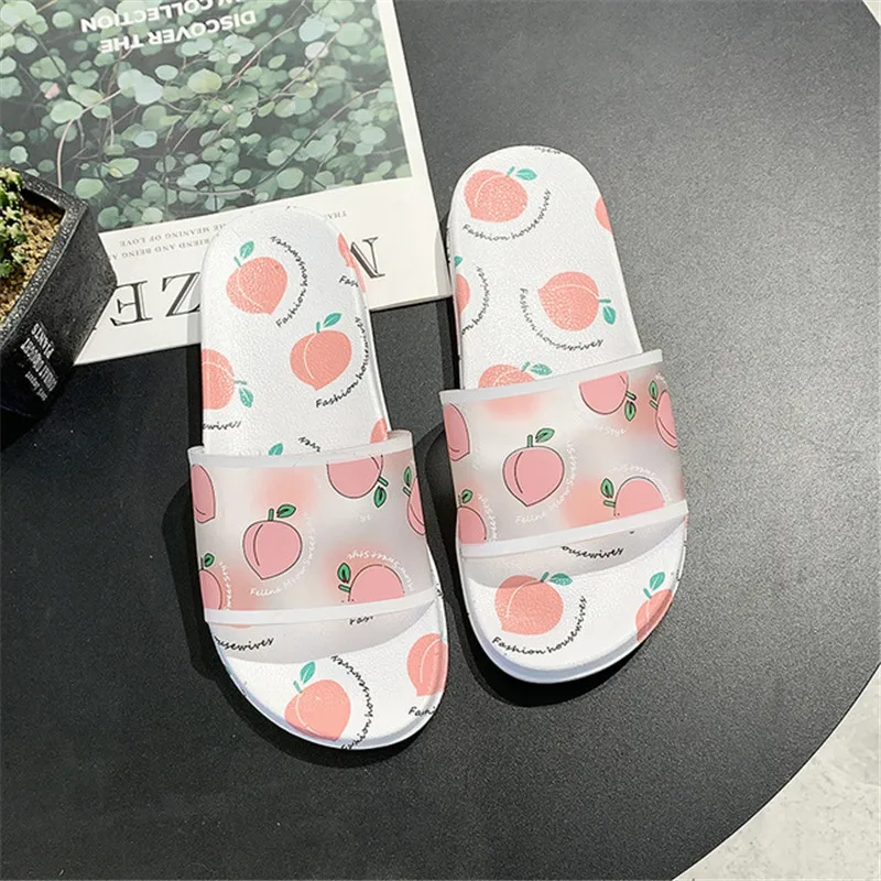 

Ins Nordic Style Female Summer Toe Shoes Fruit Slippers Lovely Beach Bathroom Swimming Pool Sandals Lady Non-Slip On Flip Flops