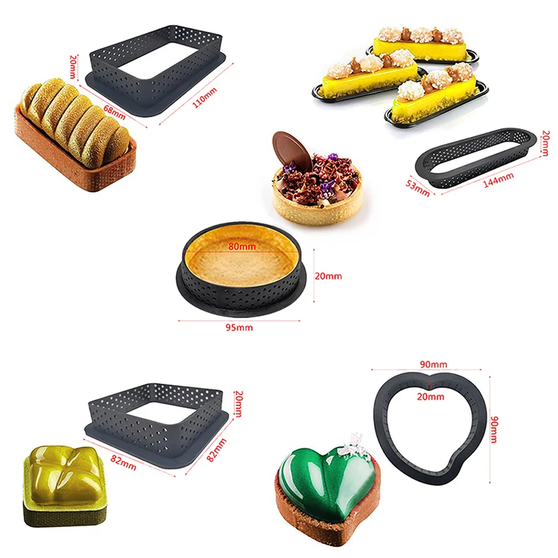 

5 pcs Mousse Fruit Cake Ring Egg Tart Molds French Dessert Mould Baking Tools