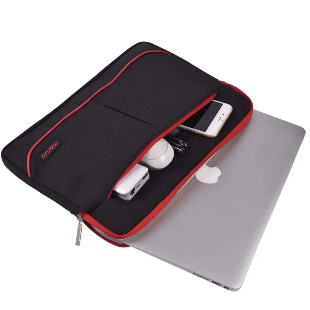 Black -Red MOSISO мягкая ткань 11 12 13 дюймов ноутбук рукав сумка чехол для Macbook Air 11 12 Pro 13 13,3 ноутбук Мягкий рукав для мужчин и женщин - Цвет: Black -Red