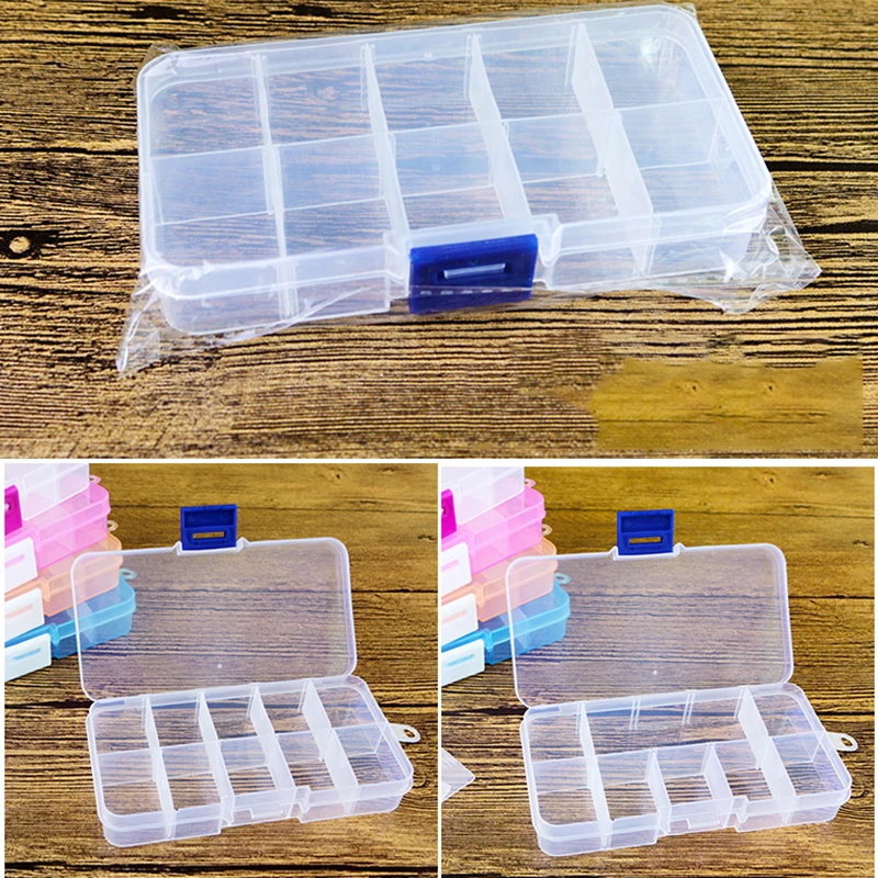 10 сетки Пластик ящик для хранения регулируемое прозрачный организатор небольших