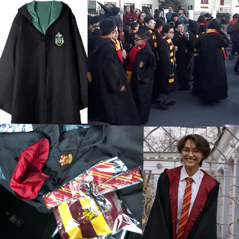 Костюм из Поттера, одежда, галстук, шарф, палочка, очки, шляпа Ravenclaw Gryffindor Hufflepuff Slytherin Potter, косплей, халат, плащ E2103AD
