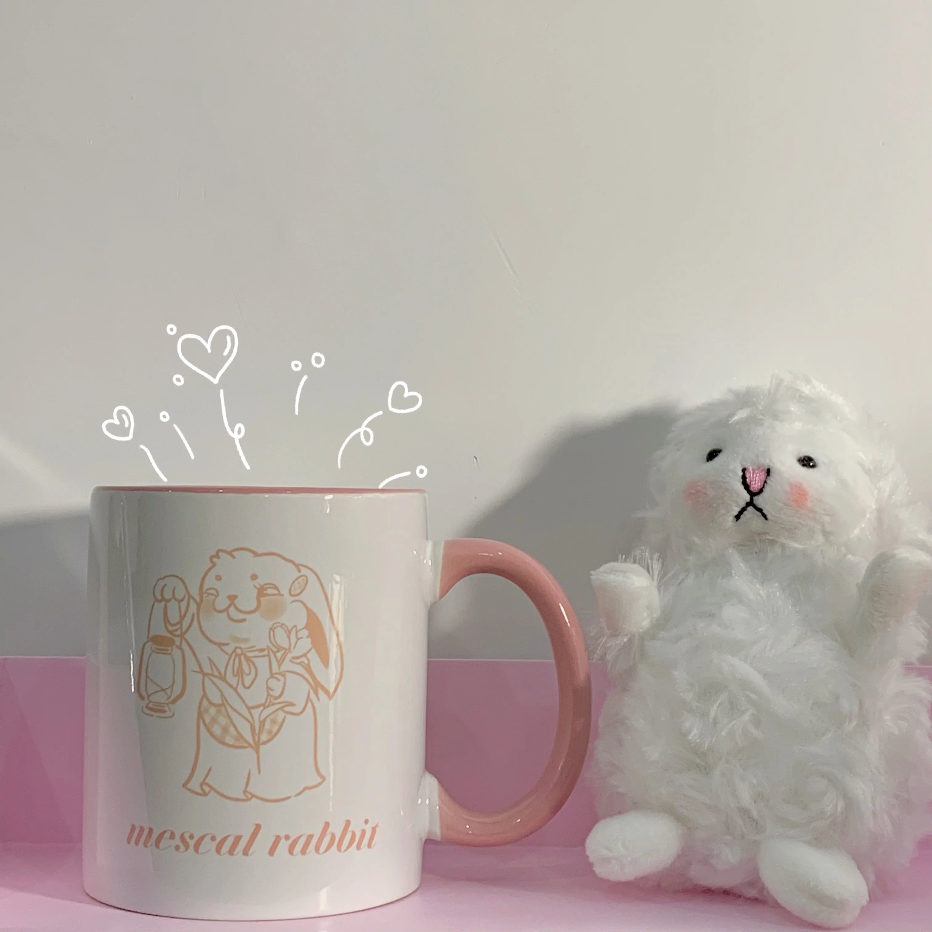 

Кофейная кружка с ручной росписью в скандинавском стиле, простая керамическая кружка с кроликом, Ретро стиль, чехол с ремнем, оригинальные т...