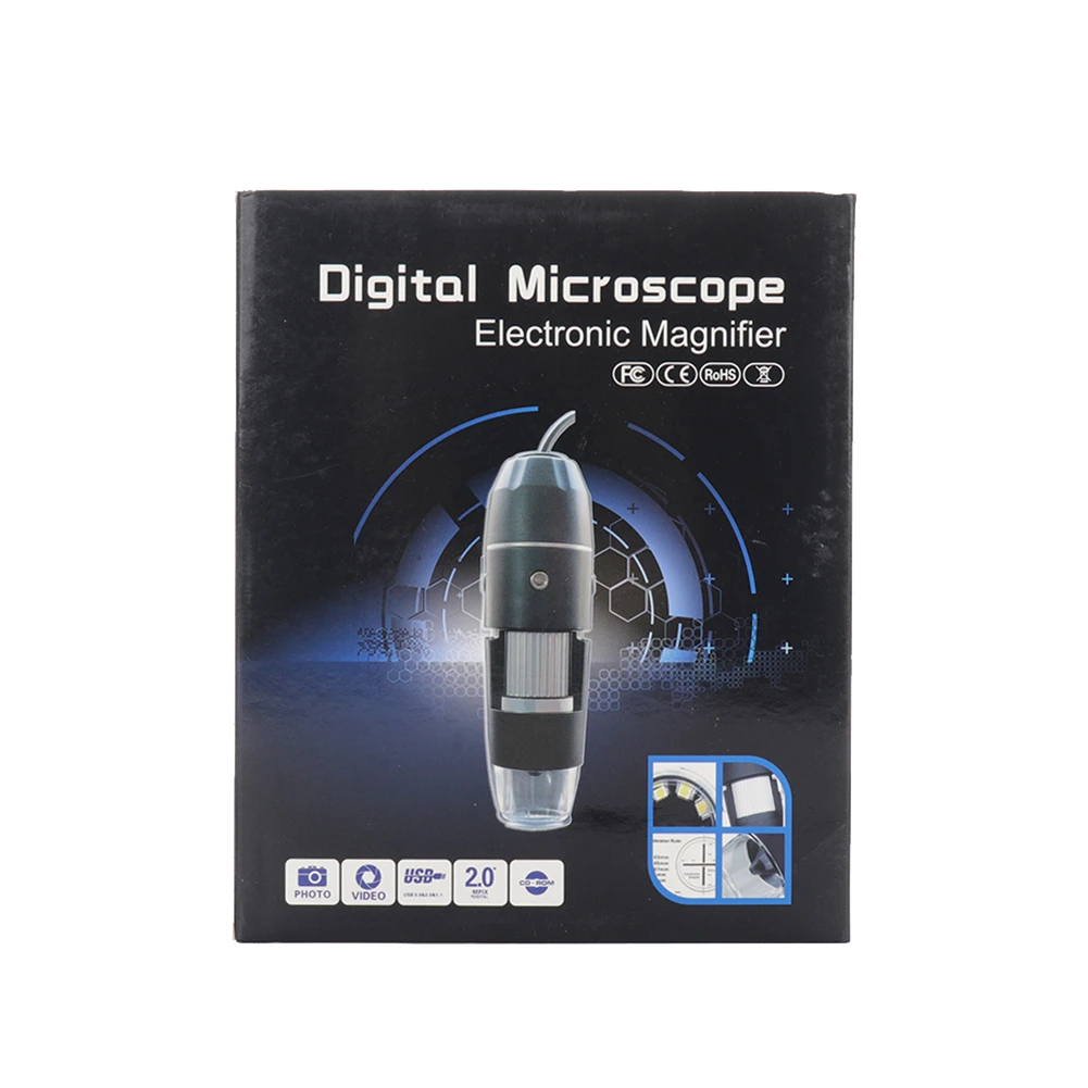 

0-1000X USB Microscope Handheld Portable Digital Microscope USB Interface Electron Microscopes with 8 LEDs with Bracket
