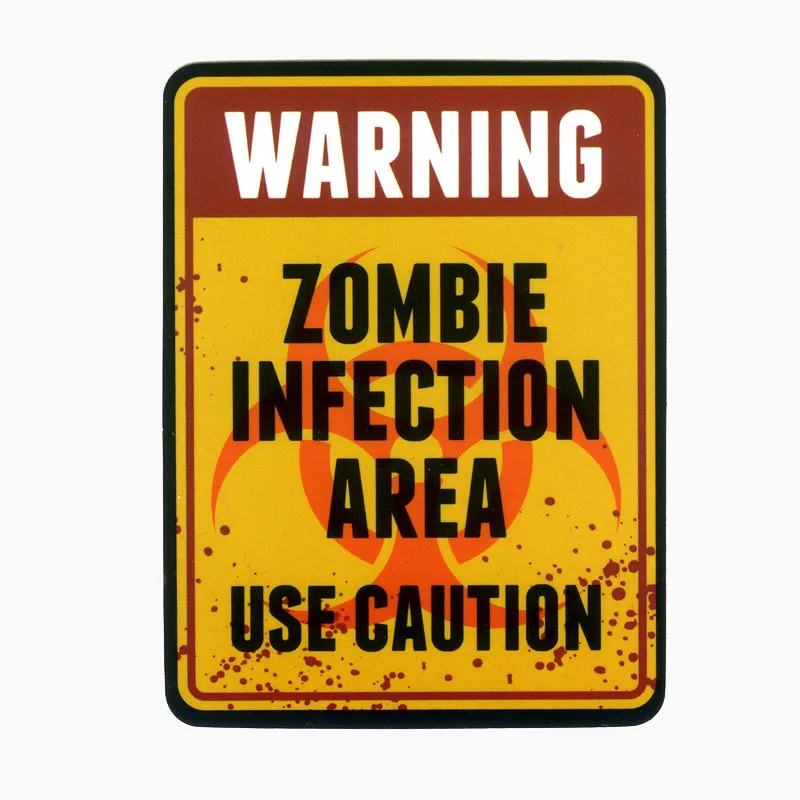 

11.3CM*15CM Lnterest Reflective Car Sticker WARNING ZOMBIE INFECTION AREA USE CAUTION Personality Decal C1-7669