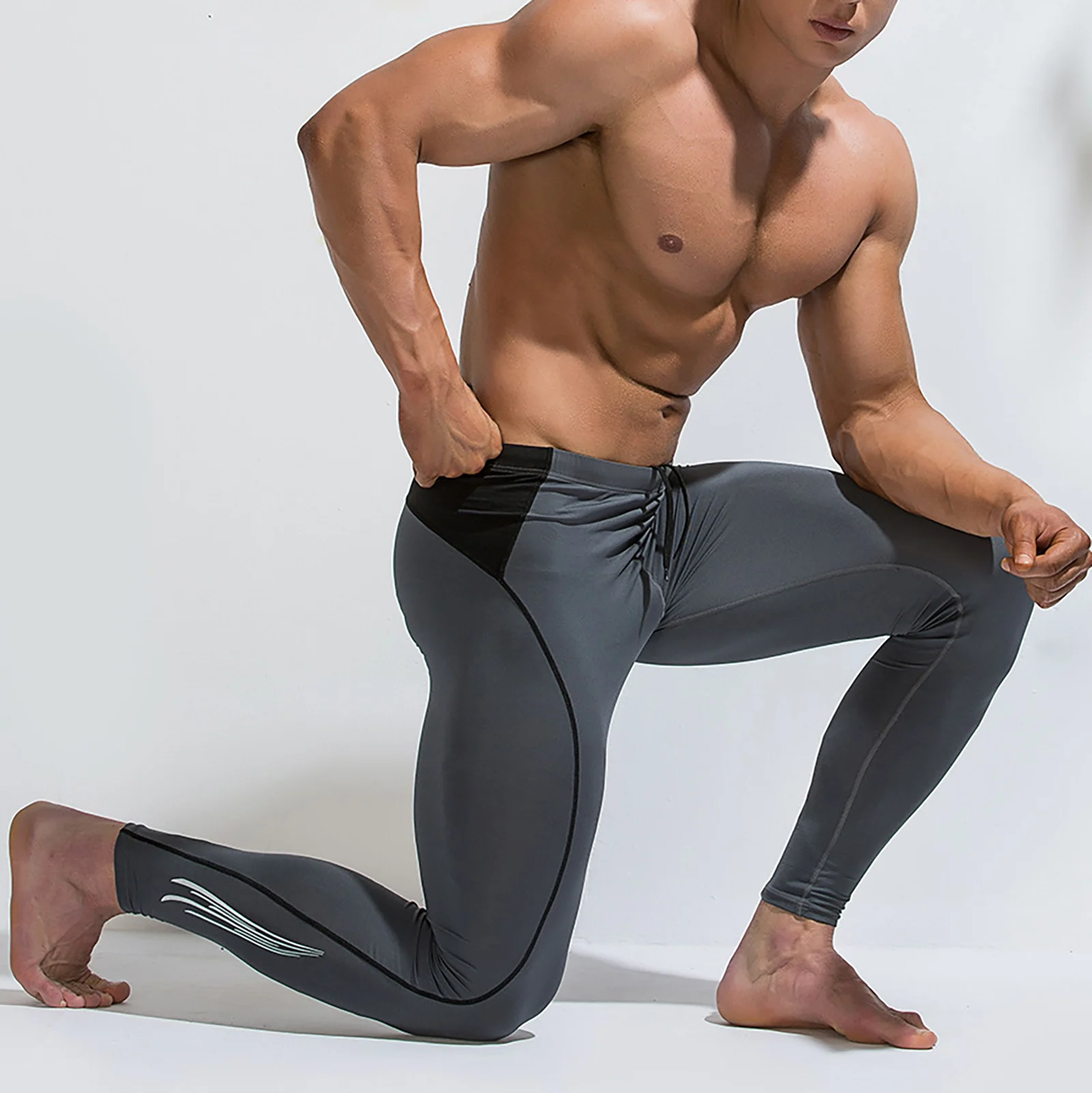 Брюки-Джоггеры мужские с завышенной талией эластичные спортивные штаны на