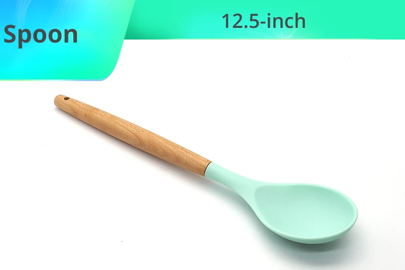 Spoon Силиконовая кухонная утварь-деревянные ручки, антипригарная не царапающаяся и термостойкая кухонная посуда кухонные инструменты - Цвет: Spoon