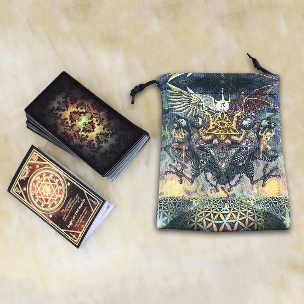 

Бархатная сумка для хранения карт Tarot, двусторонняя сумка на шнурке с принтом, домашние аксессуары, подарок, органайзер для хранения Таро Ве...