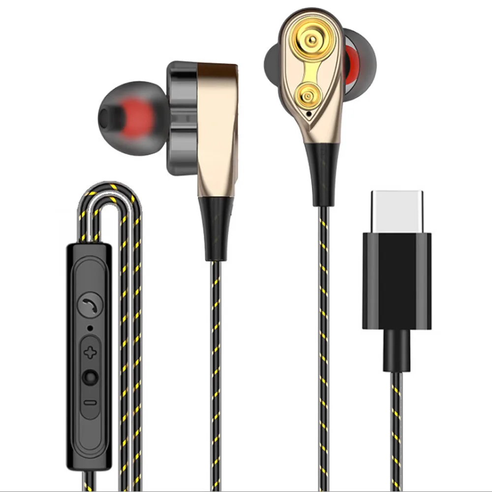 Beautyss New Type C Wired Earphone In Ear Stereo Earbud SuperBass HIFI Musci With Mic Sport Headset For XiaoMi | Электроника