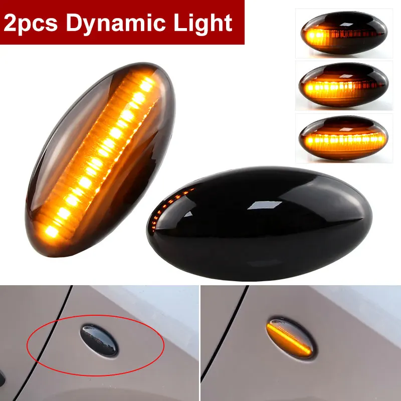 2 шт. светодиодный боковой габаритный динамический указатель поворота крыла для Peugeot Citroen C1 C2 C3 C5 C6 107 206 307 407 607 1007 Berlingo Jumpy