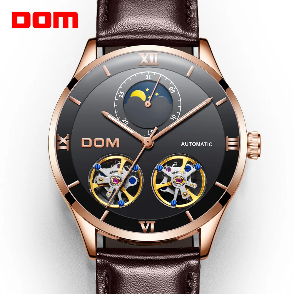 DOM Механические Мужские часы скелетоны автоматические механические мужские из