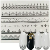 2021 new designs nail water transfer sticker black lace pattern nail art decorations slider for nail manicure watermark foils