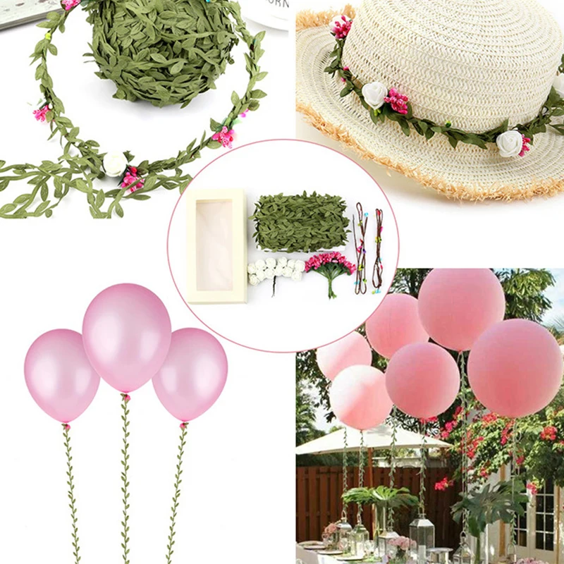 

20 Meter Silk Leaf-Shaped Handmake Artificial green Leaves For Wedding Decoration DIY Wreath Gift Scrapbooking Craft Fake Flower