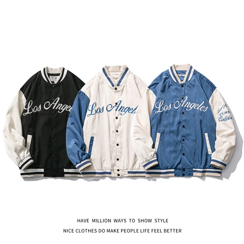 

2021 Spring Autumn Embroid Thin Casual Loose Oversize Jacket Long Sleeve Printed Bomber Jacket Women Patchwork Varsity Jacket