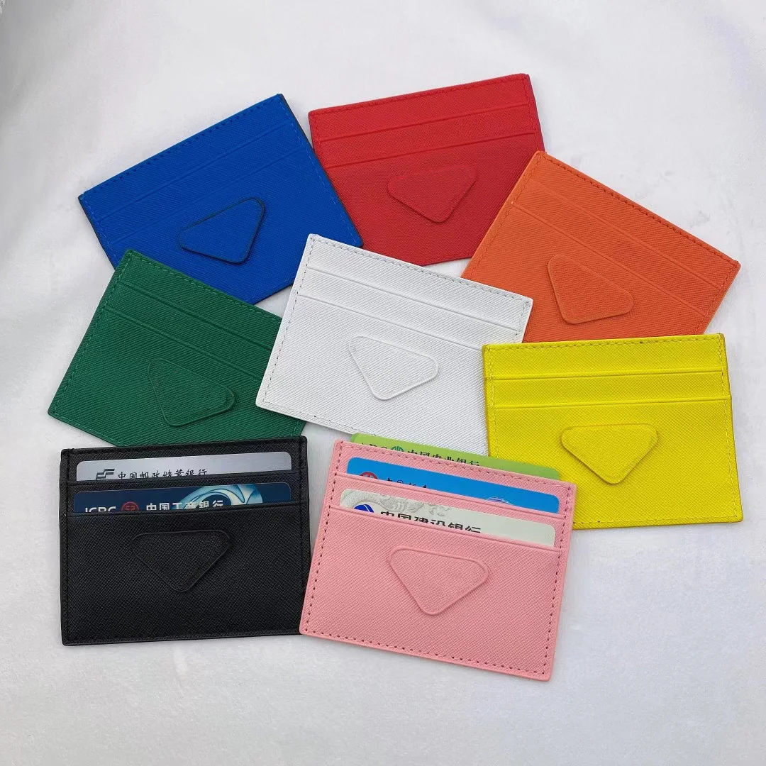 

2021 Popular Eight Colors PD Metal Triangle Logo Luxury Brand Design Fashion Multi-purpose Bank Card Slot Card Mini Money Bag