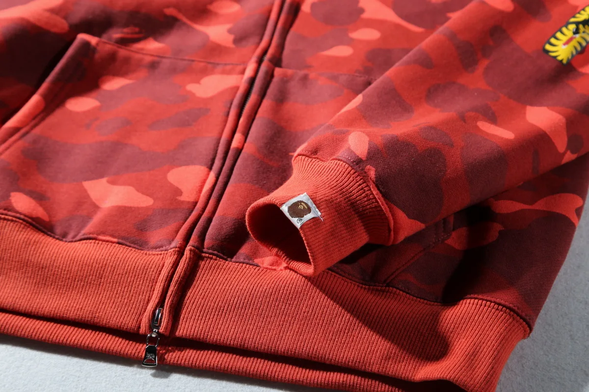 

Sweatshirt Winter Embroidered Brushed Casual Camouflage Coat Zip Up High Street Harajuku Men Clothing