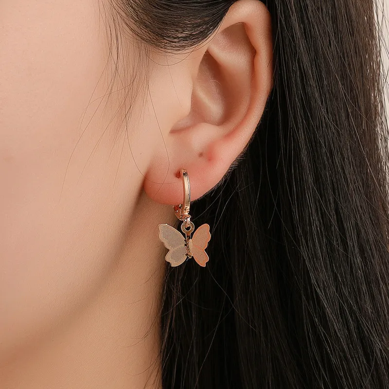 

TOBILO 2022 New Fashion Gold Silver Color Butterfly Drop Earrings Women Simple Animal Earrings Women Jewelry Accessories