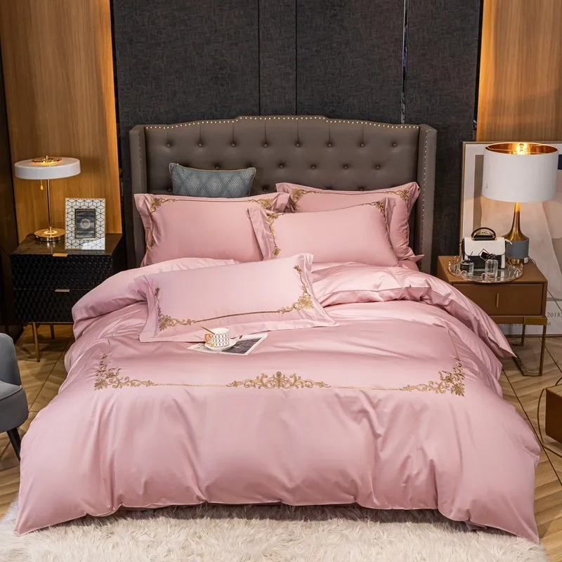 

Modern Style Embroidery Duvet Cover set King Queen Ultra-Soft 100% Long Staple Cotton Luxury Bedding Set Bed sheet Pillowcase
