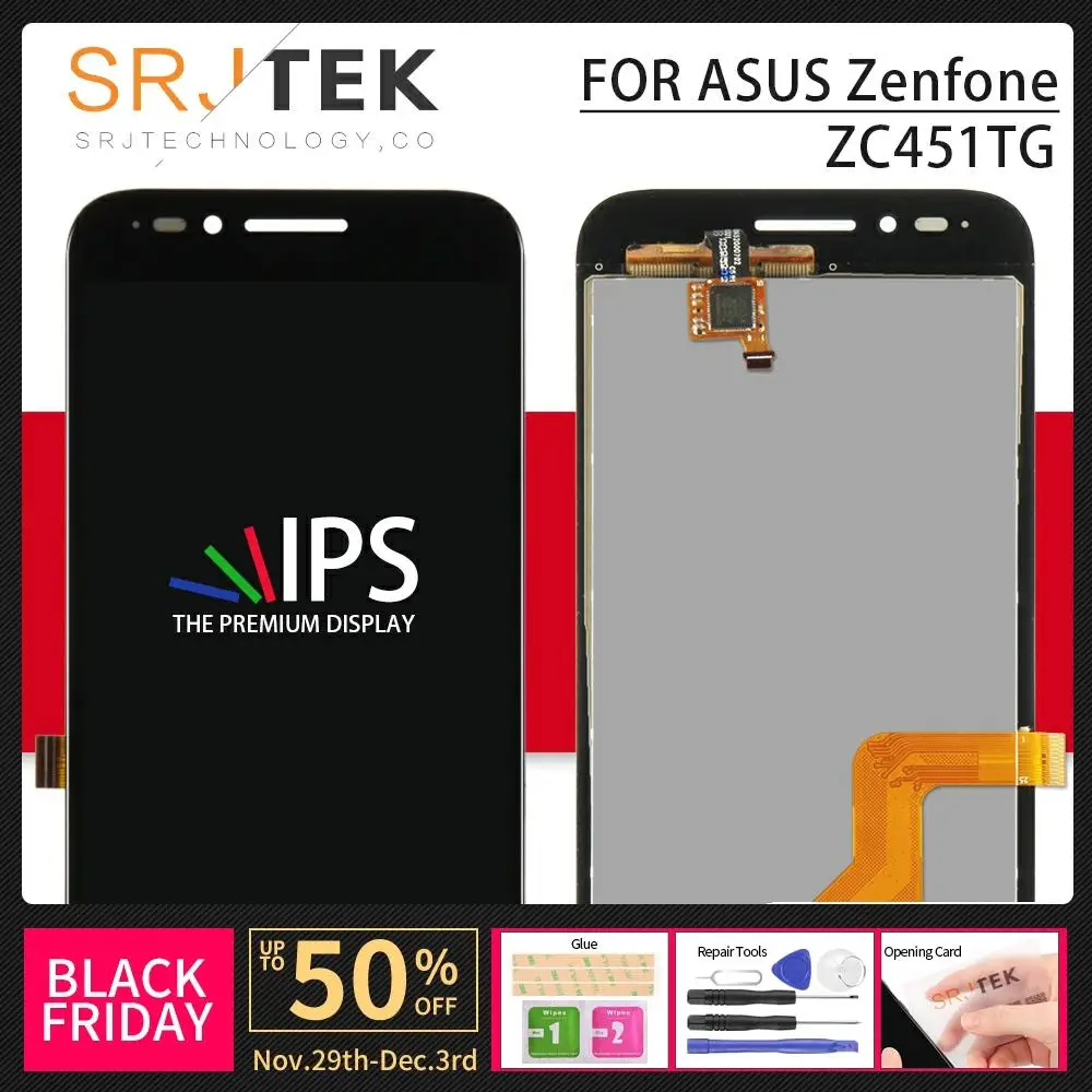 Для ASUS Zenfone Go ZC451TG lcd дигитайзер Датчик внешнее стекло с рамкой 4 5 '𧡔*480 для