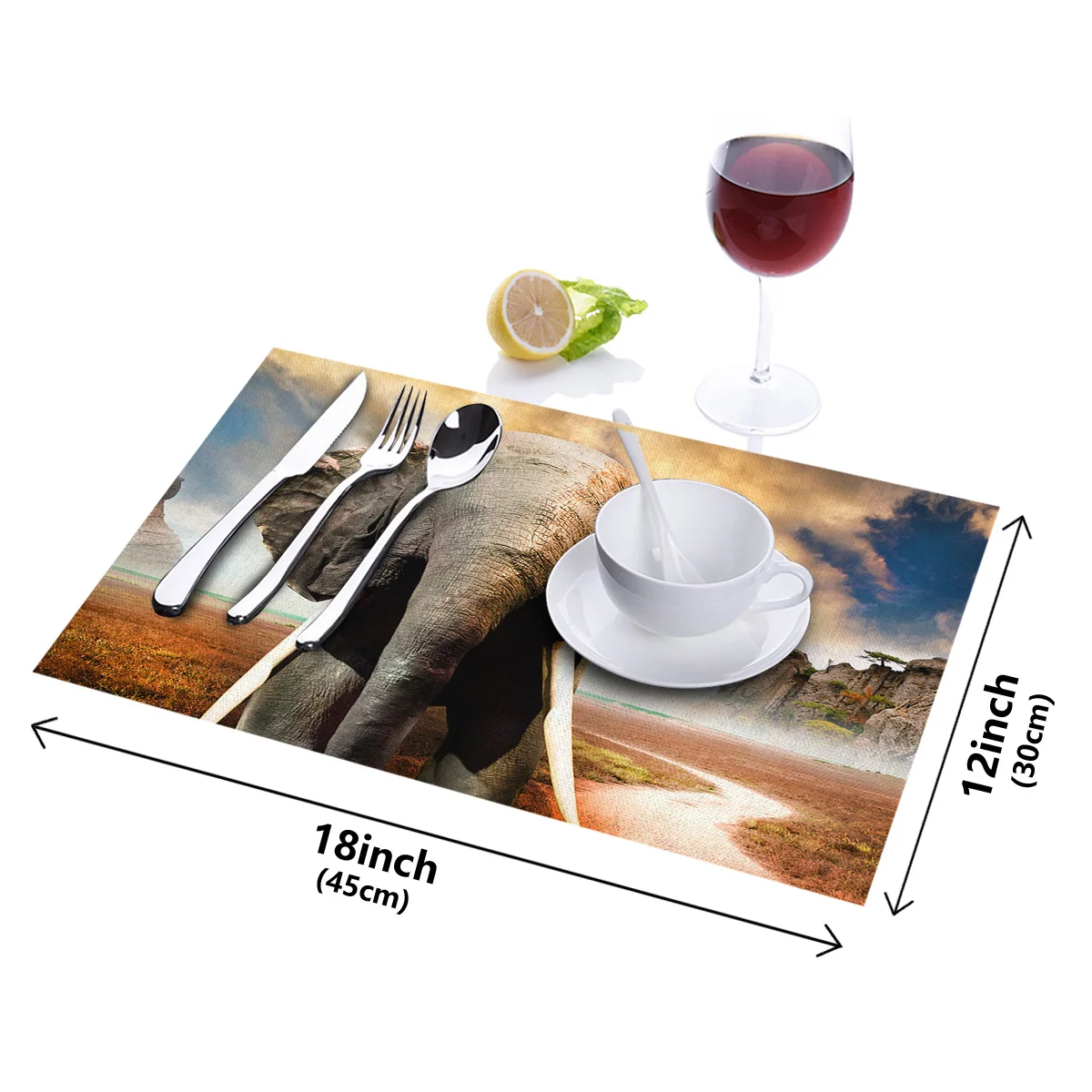 Набор из 4/6 ковриков для обеденного стола животных слона Африки чудовища