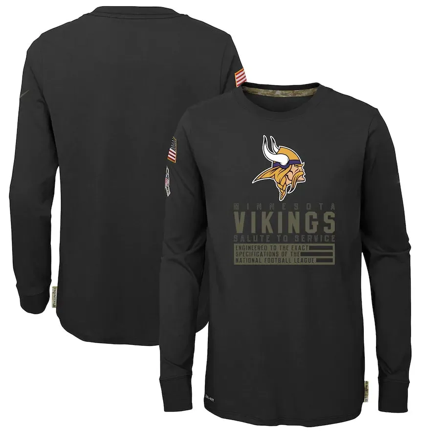 

Minnesota Youth Black Vikings Salute to Service Long Sleeve T-Shirt S-3XL