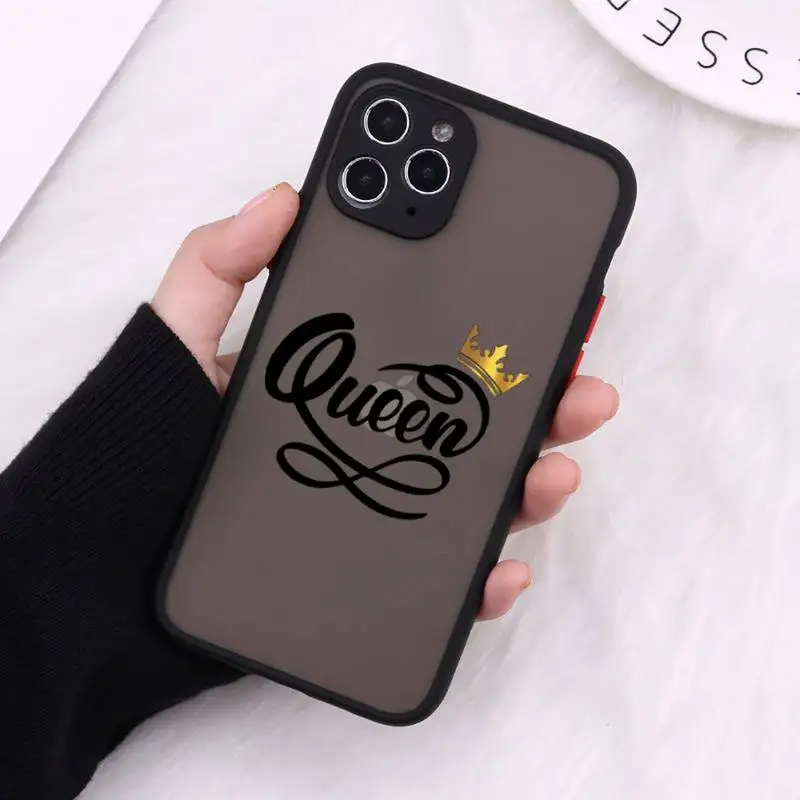 

Crown Letter King Queen Phone Cases Matte Transparent For iPhone 12 Mini 11 Pro XR XS Max 7 8 Plus