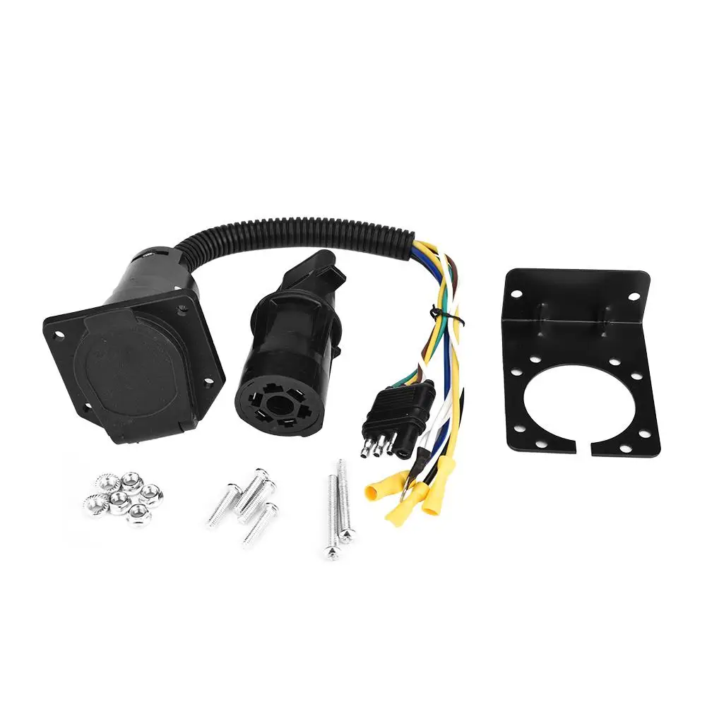 for Trailer Caravan 12V 4Pin to 7Pin Socket Adapter Plug Converter Connector Bracket accesorios automovil New | Автомобили и