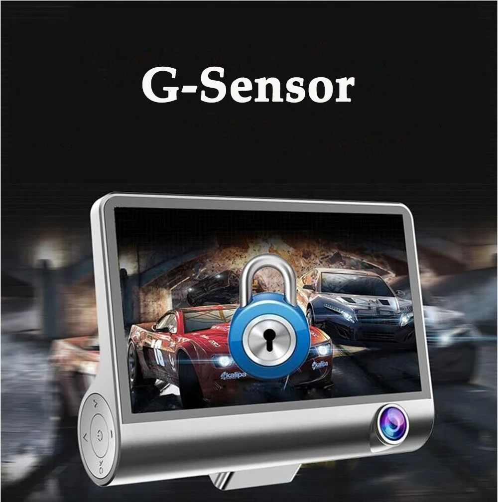 4 дюйма Видеорегистраторы для автомобилей 3 объектива Камеры Len 1080P HD