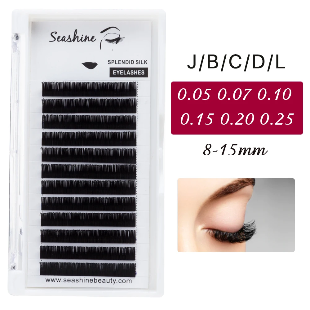 

Seashine False Eyelashes 12 Lines/Tray Individual Lashes J/B/C/D/L lashes Extension Supplies Russia Volume Makeup Can OEM