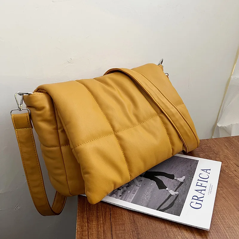 

Ins Chic Small Square Bag Oxford Cloth Padded Handbags Designer Quilted Women Shoulder Bags Winter Down Cotton Crossbody Bag