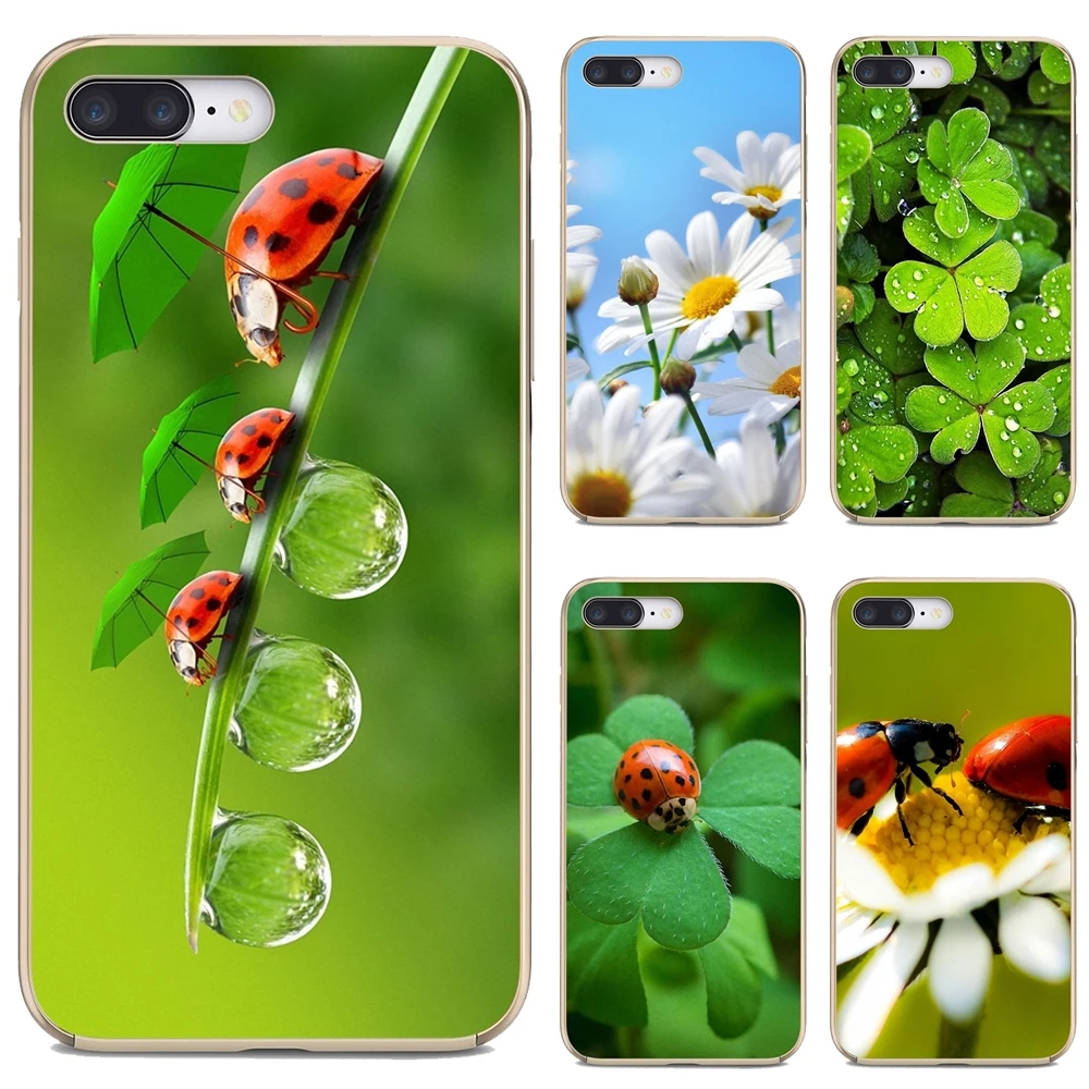 

Soft Covers For Apple iPhone 10 11 12 Pro Mini 4S 5S SE 5C 6 6S 7 8 X XR XS Plus Max 2020 four-leaf-ladybug-daisy