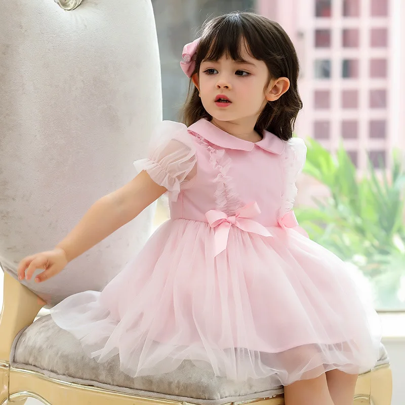 

2023 Spanish Baby Girl Lolita Dresses Summer Children Birthday Ball Gowns Litter Girls Bow Dress Kids Spain Boutique Clothes