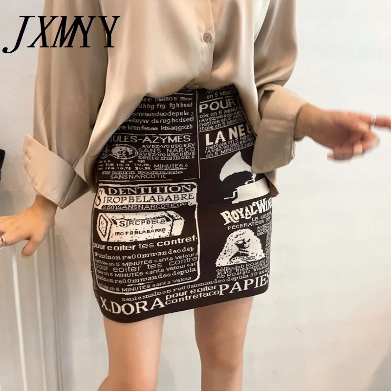 JXMYY шикарная осенне-зимняя Модная вязаная юбка тянущаяся тонкая универсальная