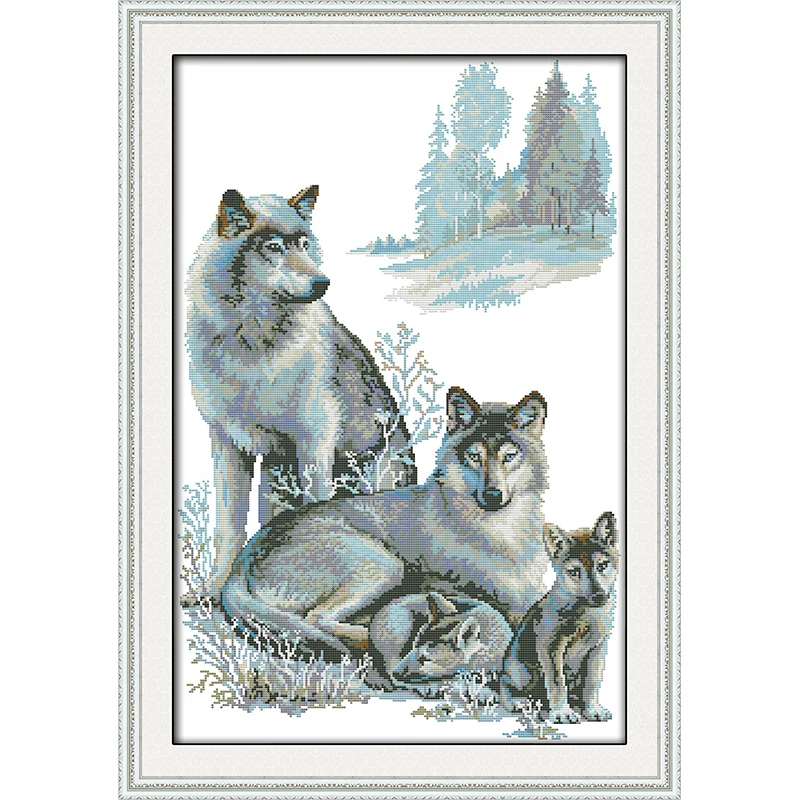 Everlasting Love A Wolf Семейные китайские наборы крестиков экологичный хлопок Печатный 11