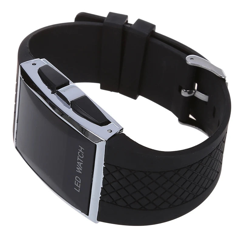 

Luxury Digital Mens Red LED Light Sport Wrist Watch Gift Style - Black