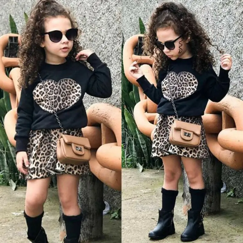 Imcute/Новая модная зимняя одежда для маленьких девочек Леопардовый Свитшот топы