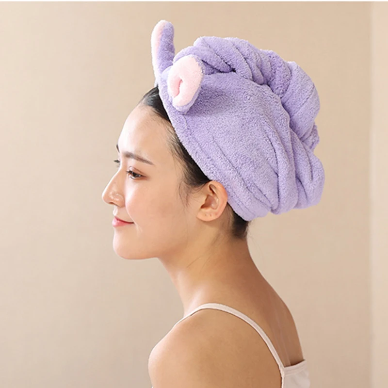 Милые шапочки для душа из кораллового флиса с мультипликационным принтом