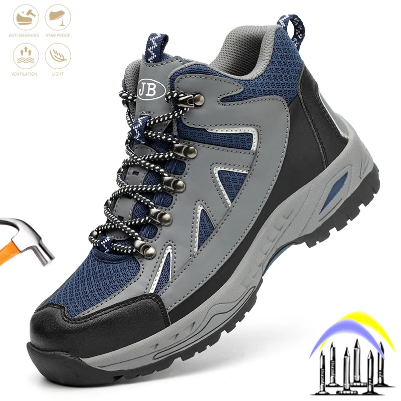 

Men's safety shoes, indestructible steel toe, work outdoor boots, anti-puncture, anti-smashing and warm sports shoes