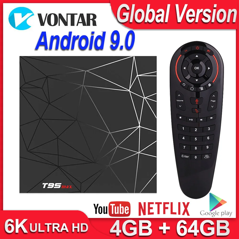 6 K Android 9,0 Smart ТВ коробка T95 Макс 2 GB/4 GB Оперативная память 32 ГБ/64 GB Allwinner H6 4 ядра H.265 USD3.0 2,4G Wi-Fi Декодер каналов кабельного телевидения Media Player