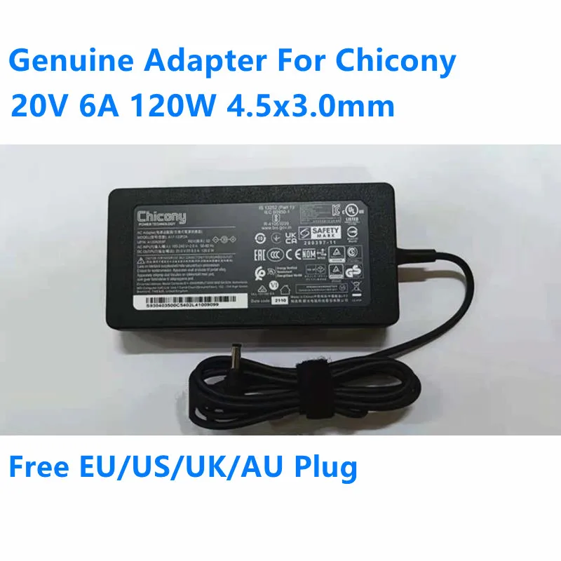 Оригинальный тонкий блок питания 20V 6A 120W 4 5x3 0mm Chicony A17-120P2A A12A055P адаптер переменного