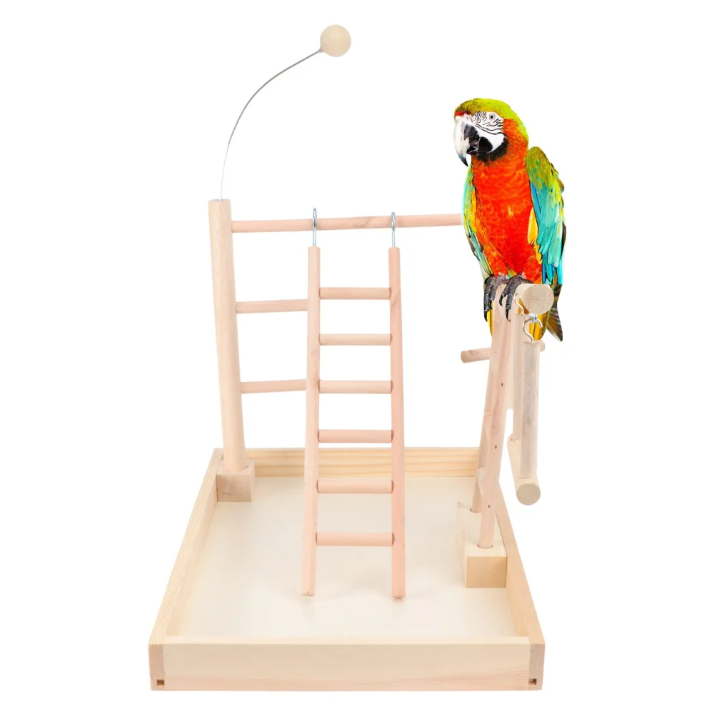 

1Pc Bird Wooden Standing Rack Parrot Activity Training Rack Bird Swing