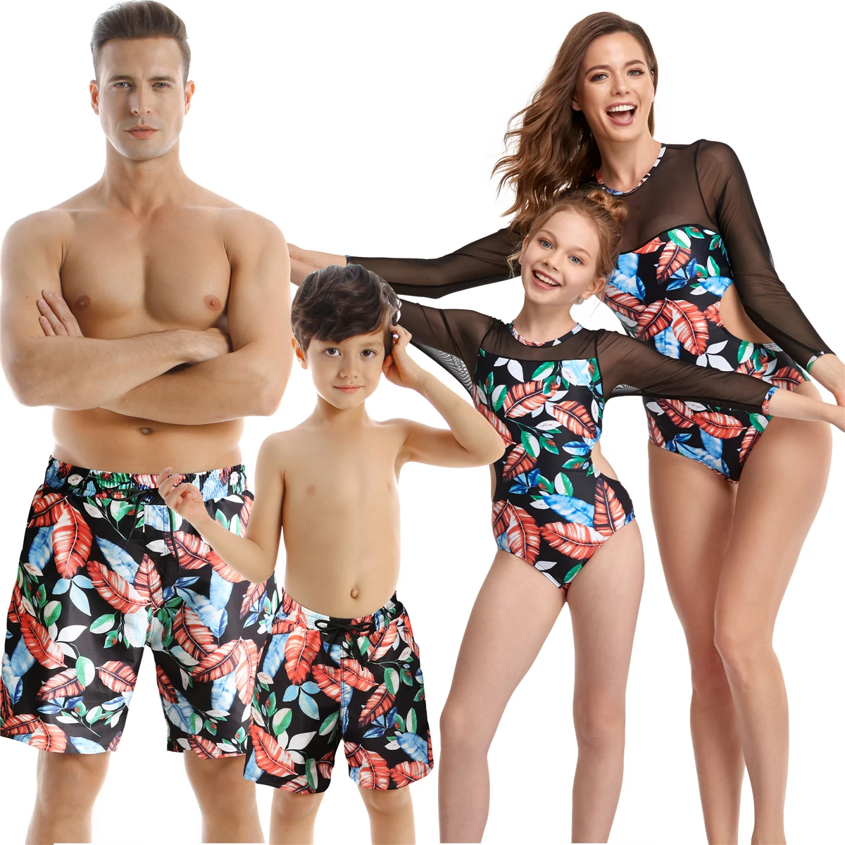 Family Matching Outfit Swimwear Leopard Mother Daughter Father Son Trunks Swimsuit Girls Summer Swimming Bathing Suit Beachwear