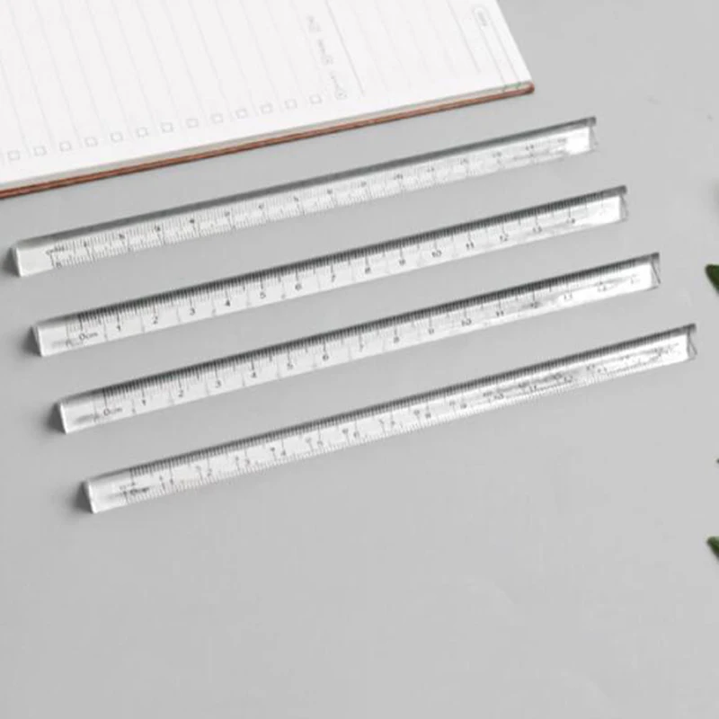 

15cm Transparent Straight Ruler Students Stationery Simple Triangular Rulers Both Sides Acrylic Measuring Tools