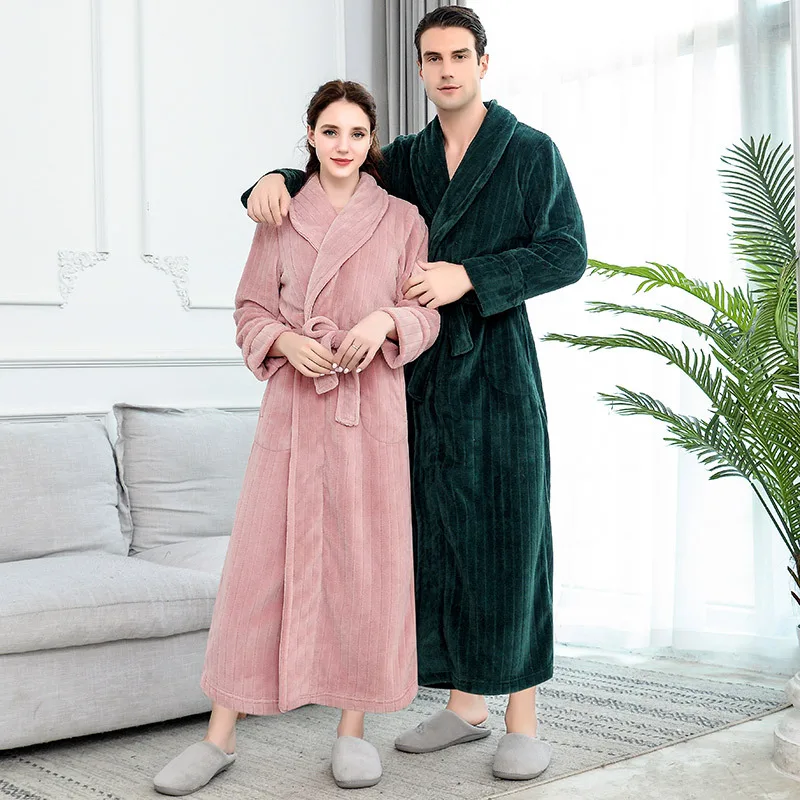 Lovers Extra Long размера плюс зимние теплые фланелевые коралловые флисовые банные