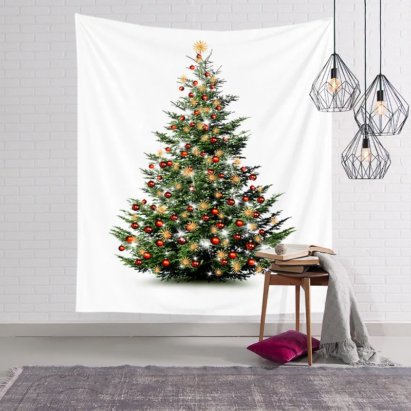 

Christmas tapestry watercolor Christmas tree printing bedside hanging cloth bedroom background cloth wall decoration cloth