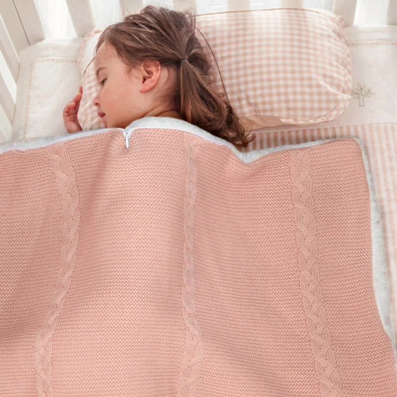 

Newborn Baby Blanket Zipper Knit Crochet Warm Swaddle Wrap Stroller Sleeping Bag