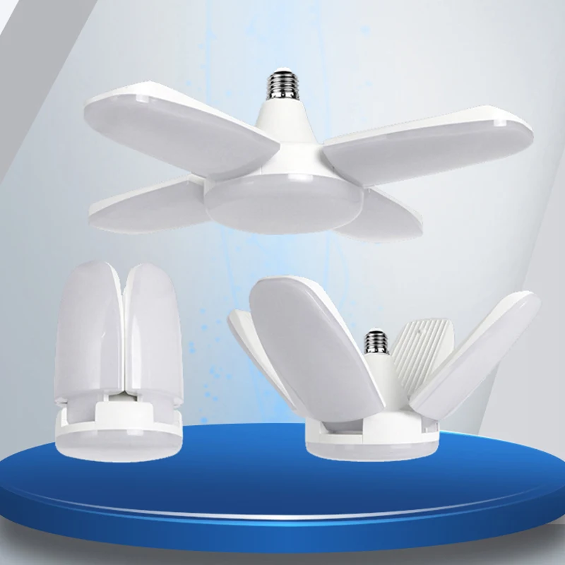 

LED Garage Light 20W 28W E27 Base LED Fan Light Deformable Ceiling Lights For Warehouse Workshop Ceiling Yard Bar High Bay Lamps