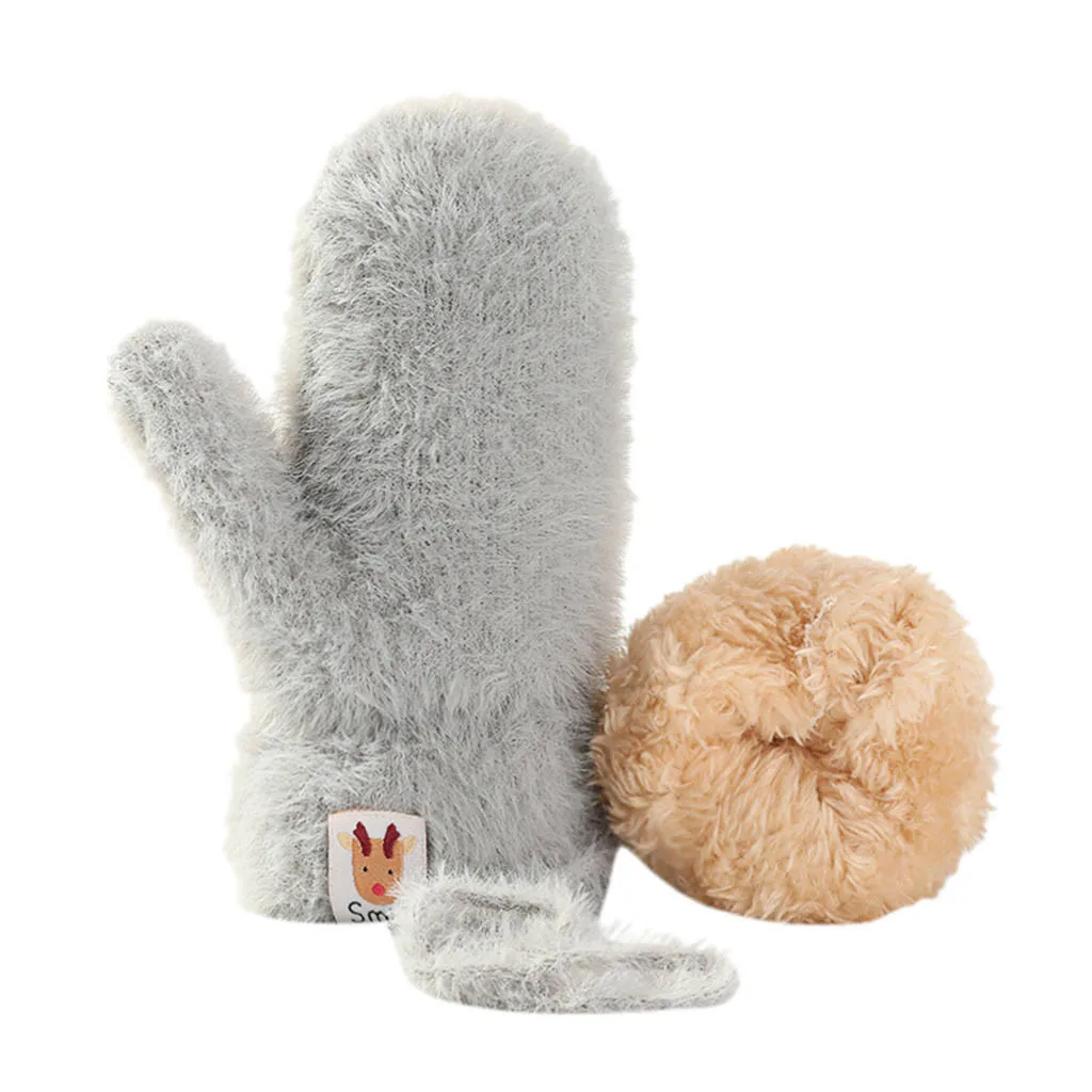 2020 autumn Winter new Cartoon Full Finger Warm Thicken Mittens Skiing Gloves Windbreak cashmere gloves kids #N11 | Аксессуары для